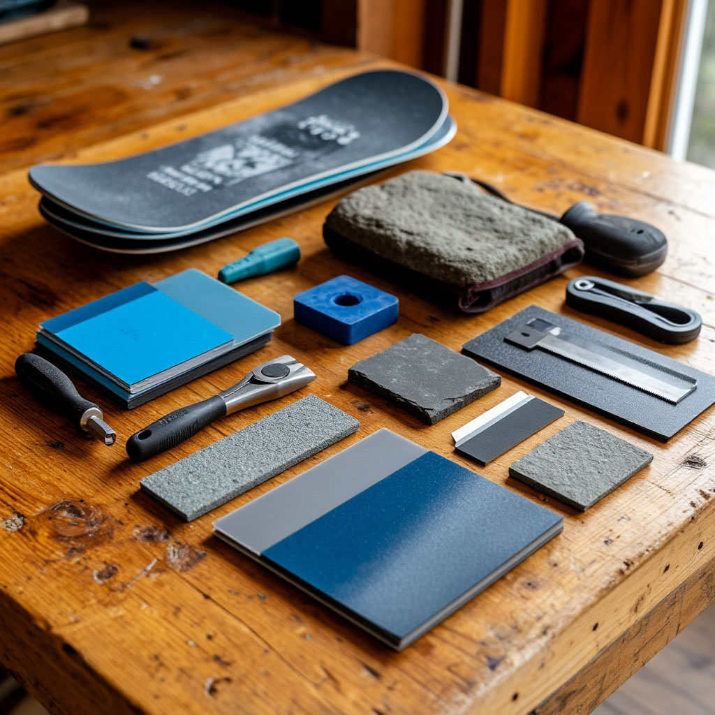 Essential snowboard repair tools setup