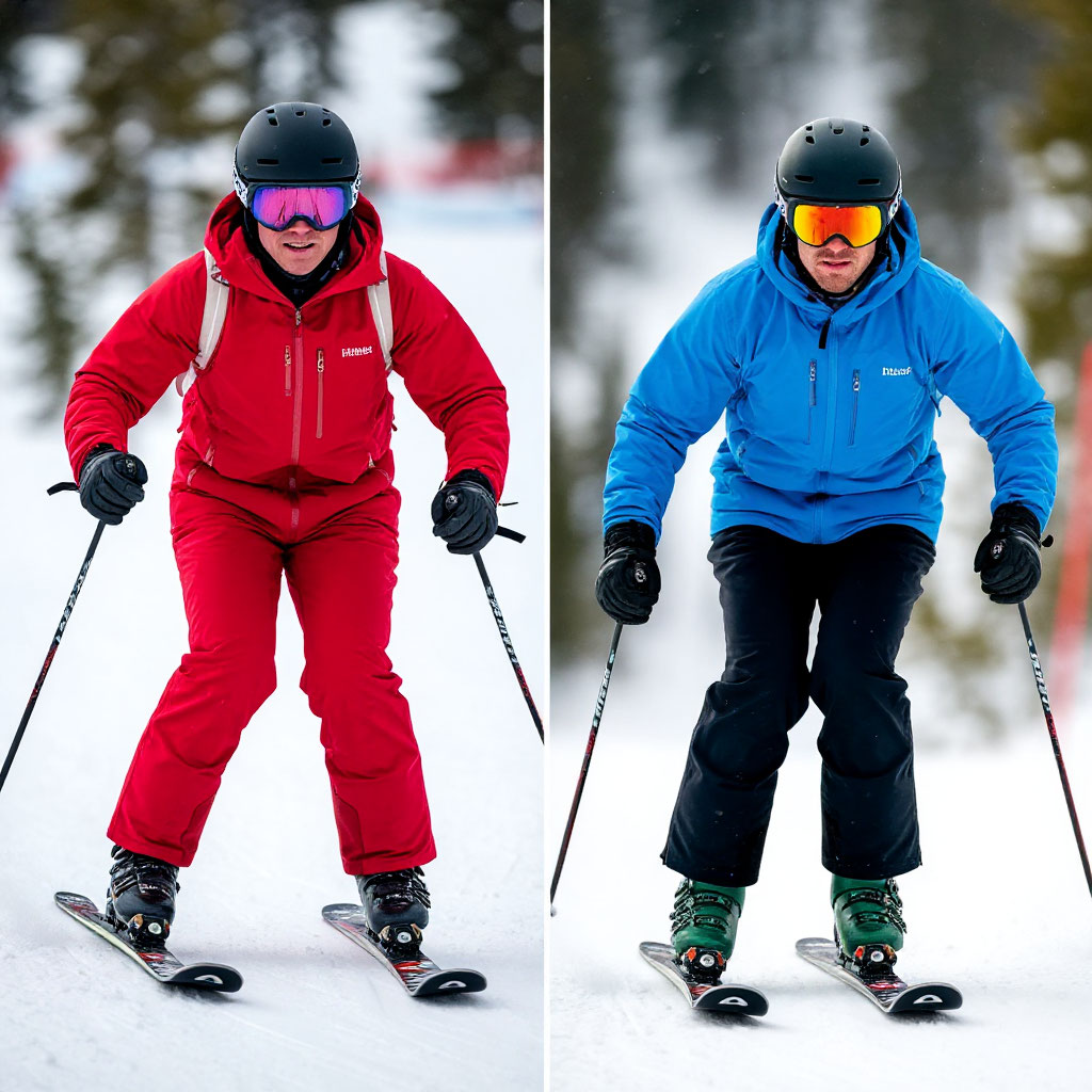 From wedge to parallel turns ski progression
