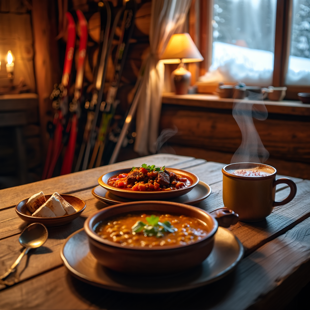 Recovery meals after skiing rock